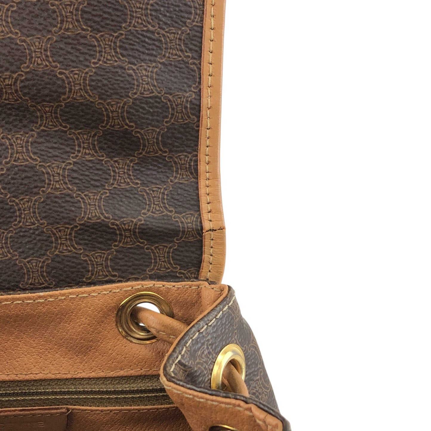 CELINE Macadam Gancini Backpack Brown Vintage jgndep