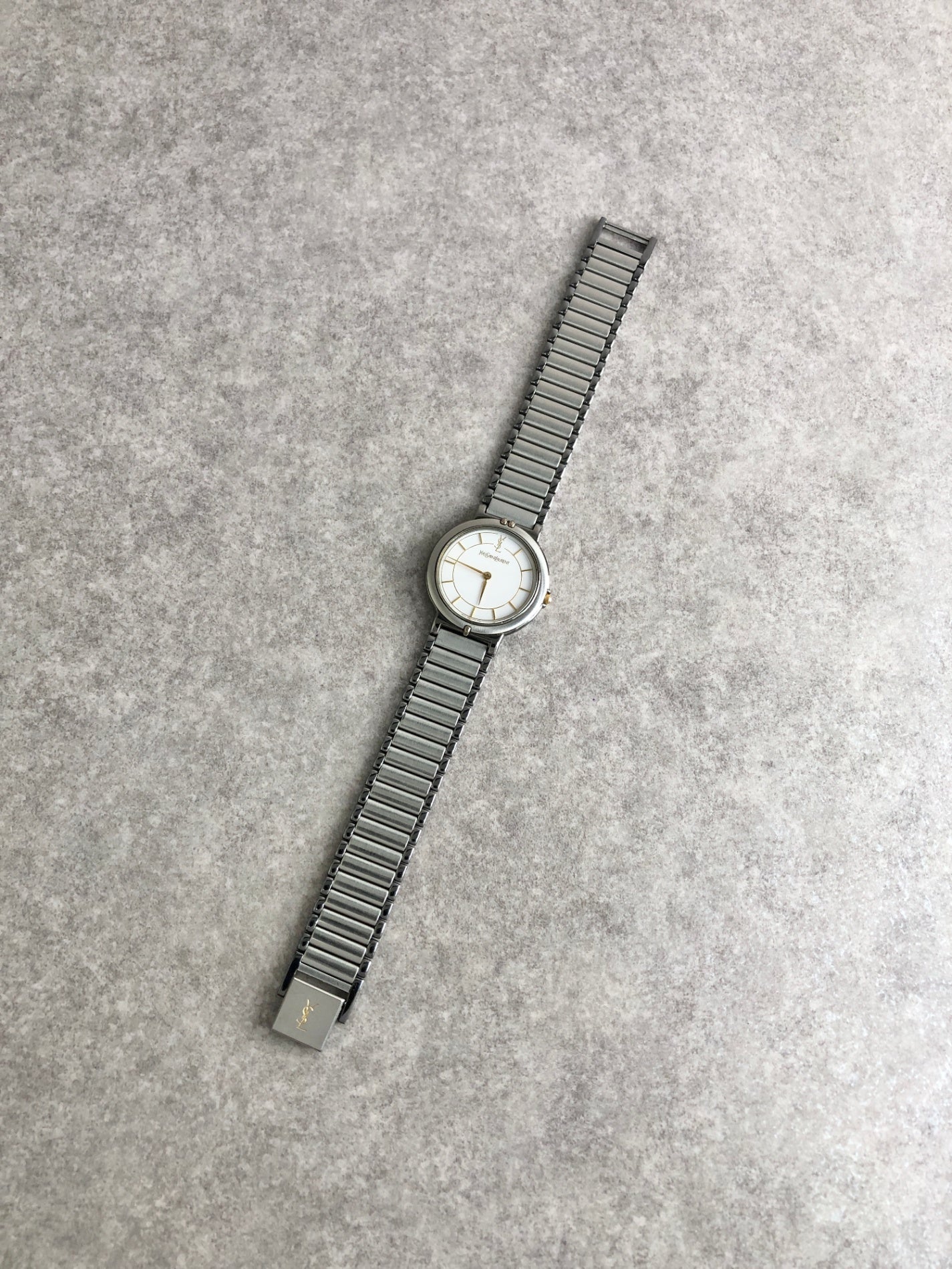 Yves Saint Laurent YSL Logo Watch Silver 4620-E62275 YO Vintage bufvtw