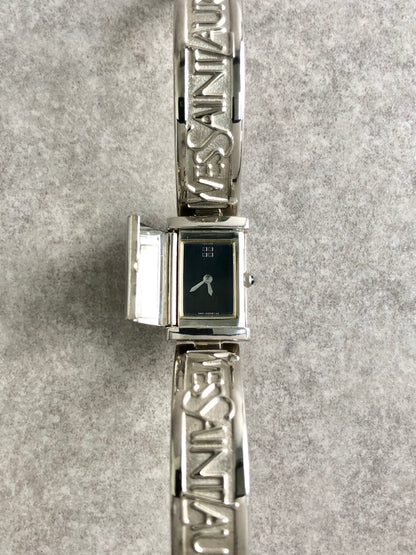 Yves Saint Laurent Logo Motif Quartz Watch Silver Vintage z5vmz5