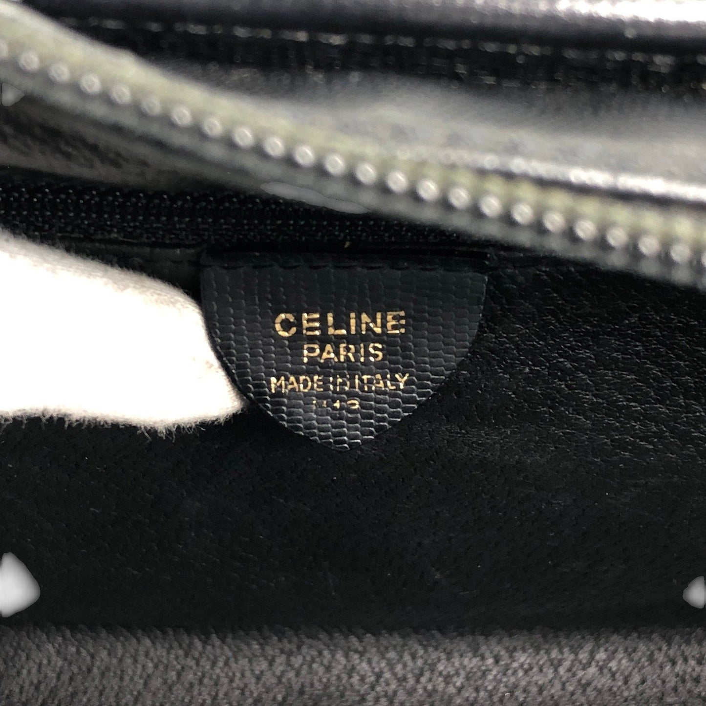 CELINE Circle Logo Handbag Boston bag Black Vintage sb46fs