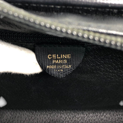 CELINE Circle Logo Handbag Boston bag Black Vintage sb46fs
