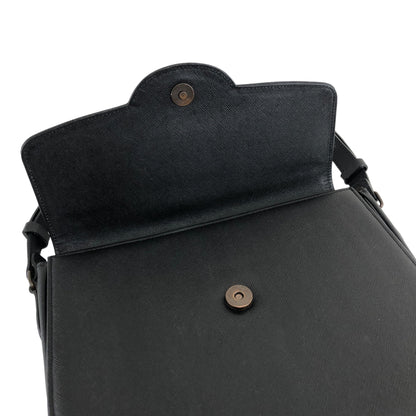 Yves Saint Laurent YSL Logo Leather Shoulder bag Black Vintage 4jenk5