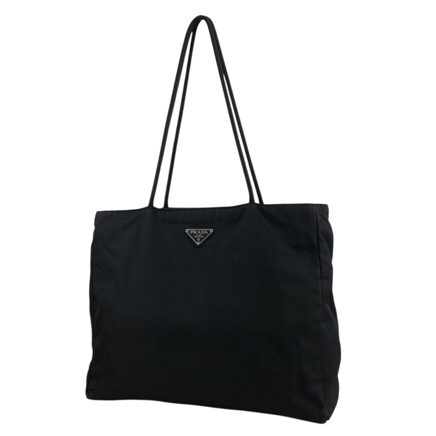 PRADA Tessuto Triangle Logo Totebag Black Vintage rsxruc