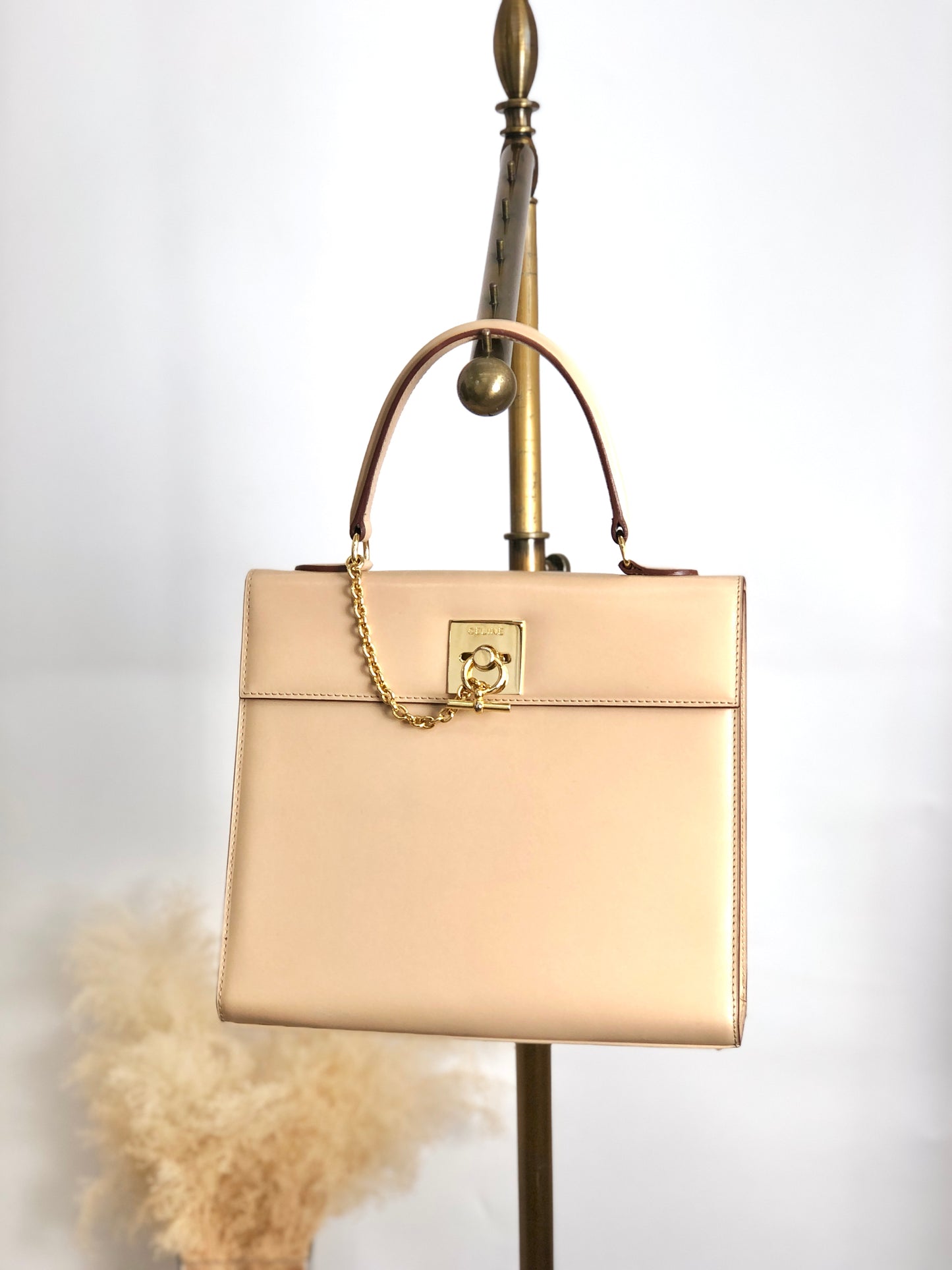 CELINE Gancini Handbag Beige Vintage fz83cr