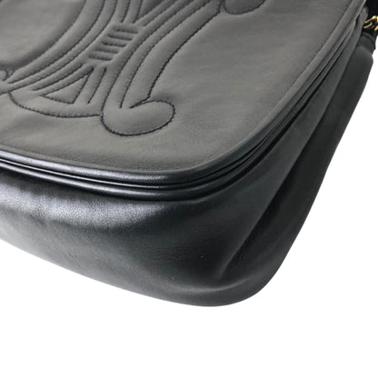 CELINE Triomphe Stitch Chain Shoulder bag Black Vintage 8u4mtc