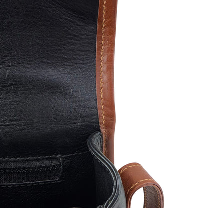 CELINE Front Buckle Shoulder bag Black×Brown Vintage 8seizv