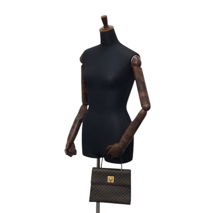 CELINE Macadam Turn Lock Handbag Black Vintage 75x5vx