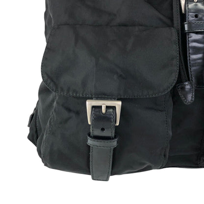 PRADA Tessuto Triangle Logo Double Pocket Backpack Black Vintage rr2dvd