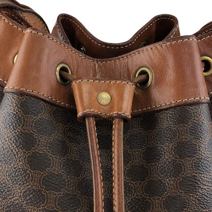 CELINE Macadam Blason Drawstring Shoulder bag Brown Vintage jpnyxd