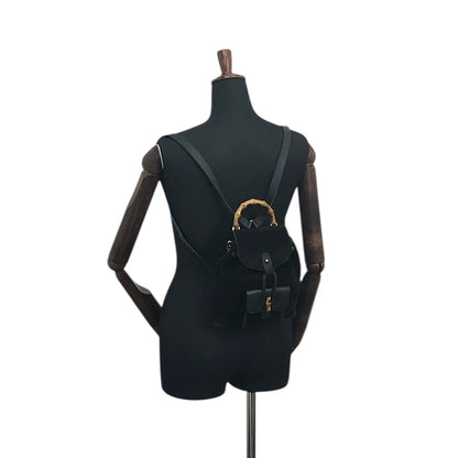 GUCCI Bamboo Turn Lock Backpack Black Vintage bkpfsf