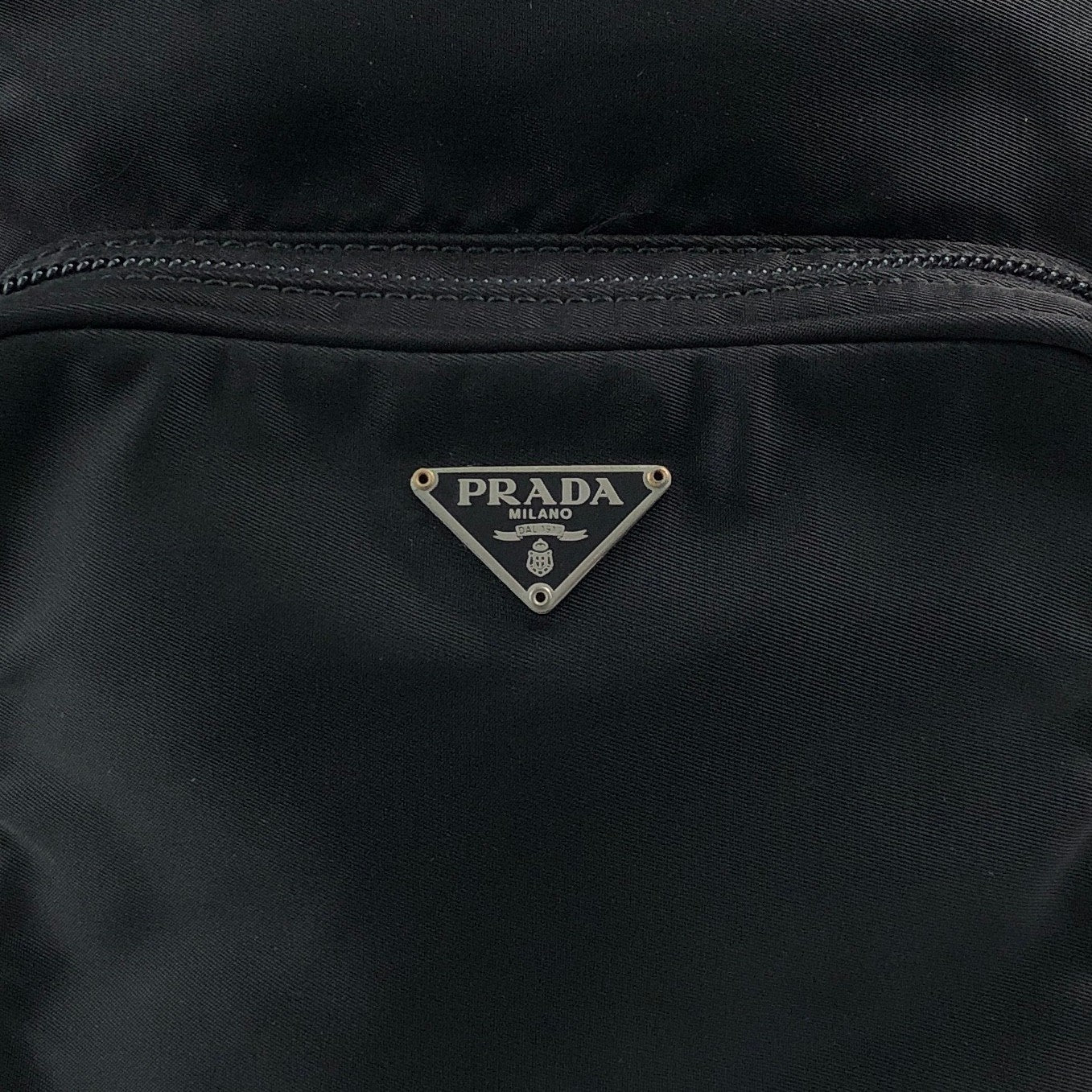PRADA Tessuto Triangle Logo Small Shoulder bag Black Vintage 2vvf25