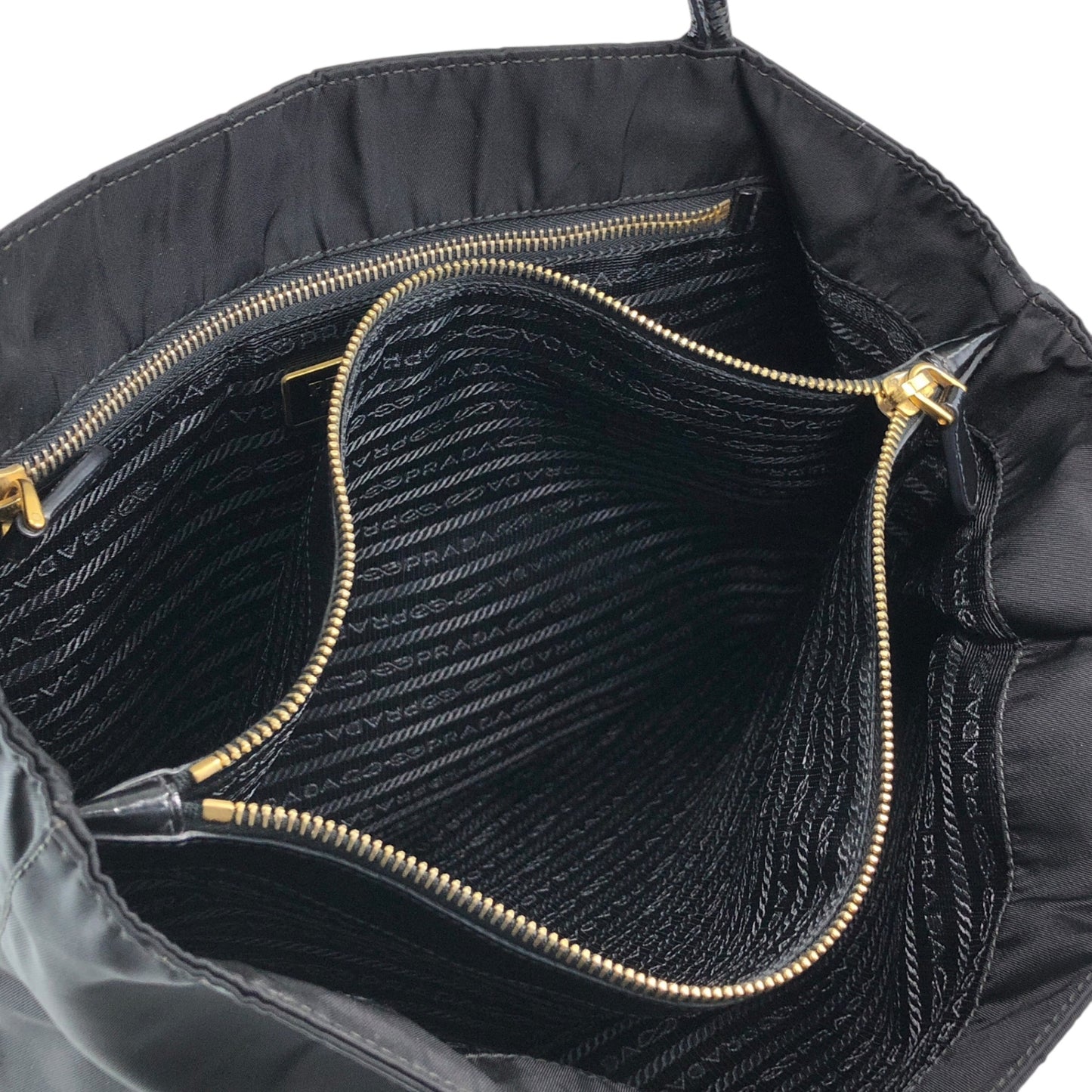 PRADA Tessuto Triangle Logo Handbag Totebag Black Vintage bikz2y