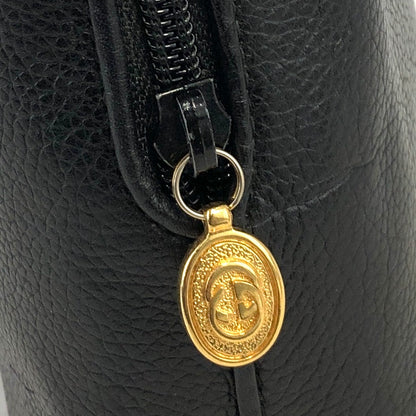 GUCCI Logo Leather Crossbody Shoulder bag Black Vintage xmntn8