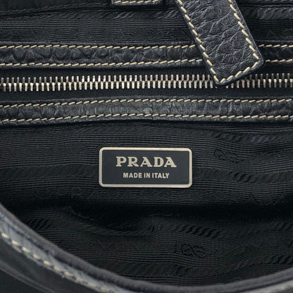 PRADA Tessuto Triangle Logo Front Buckle Shoulder bag Black Vintage bcdpsd