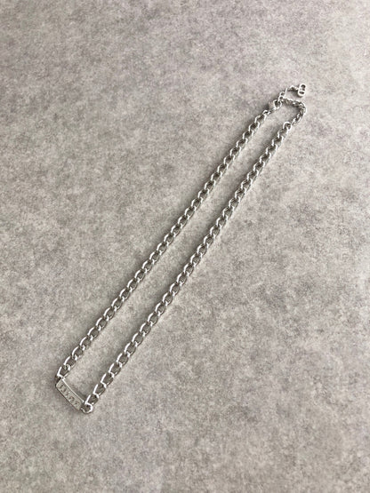 Christian Dior Logo Motif Necklace Silver Vintage nvyvs8