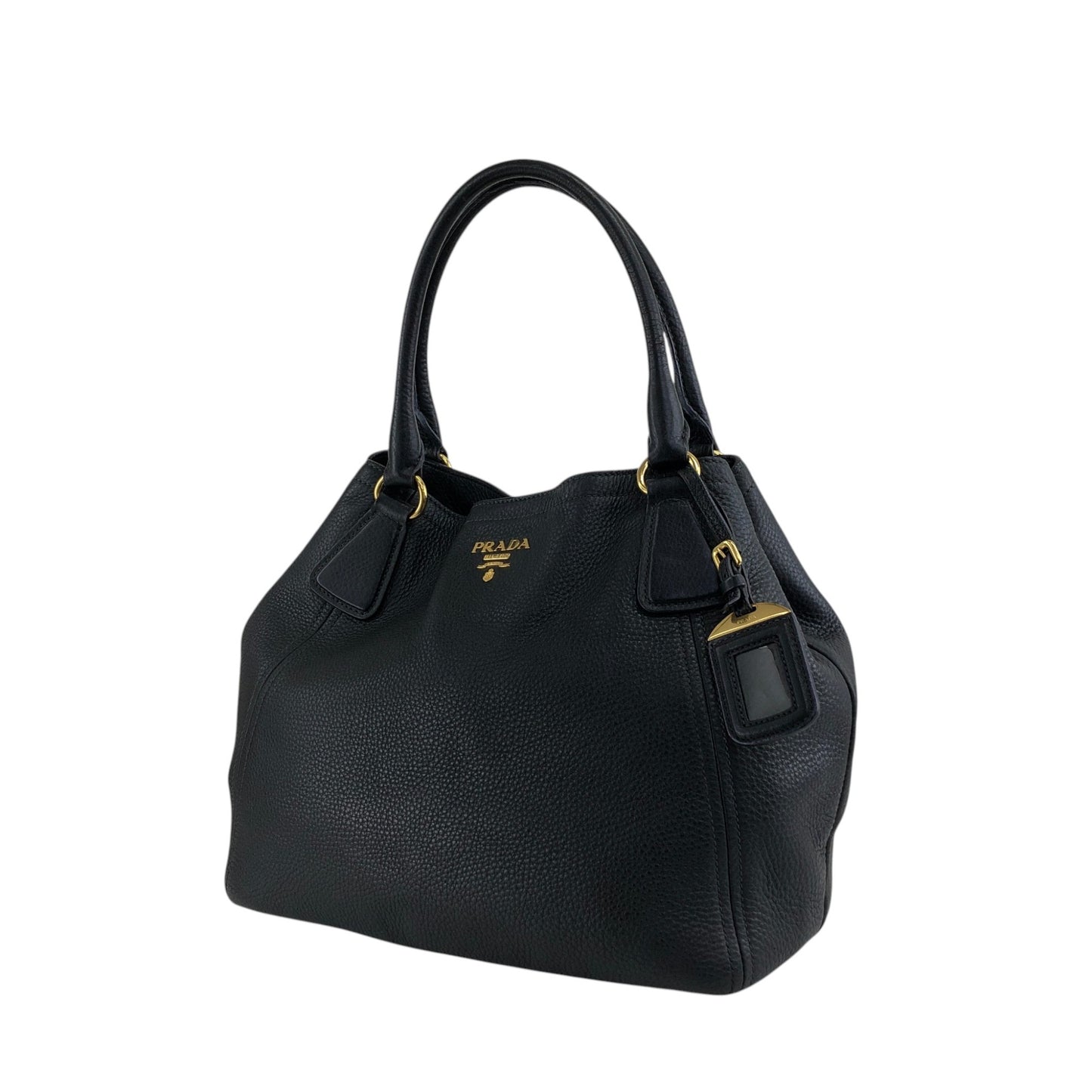 PRADA Logo Handbag Black BN2534 Vintage 6ubit3