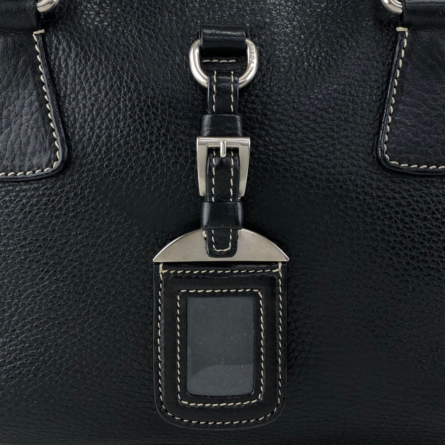 PRADA Logo Embossed Small Boston bag Handbag Black Vintage wuztbm