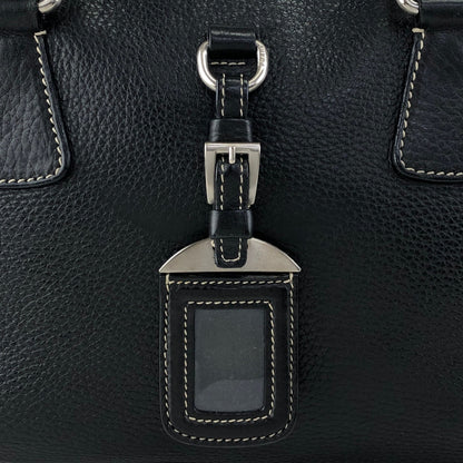 PRADA Logo Embossed Small Boston bag Handbag Black Vintage wuztbm