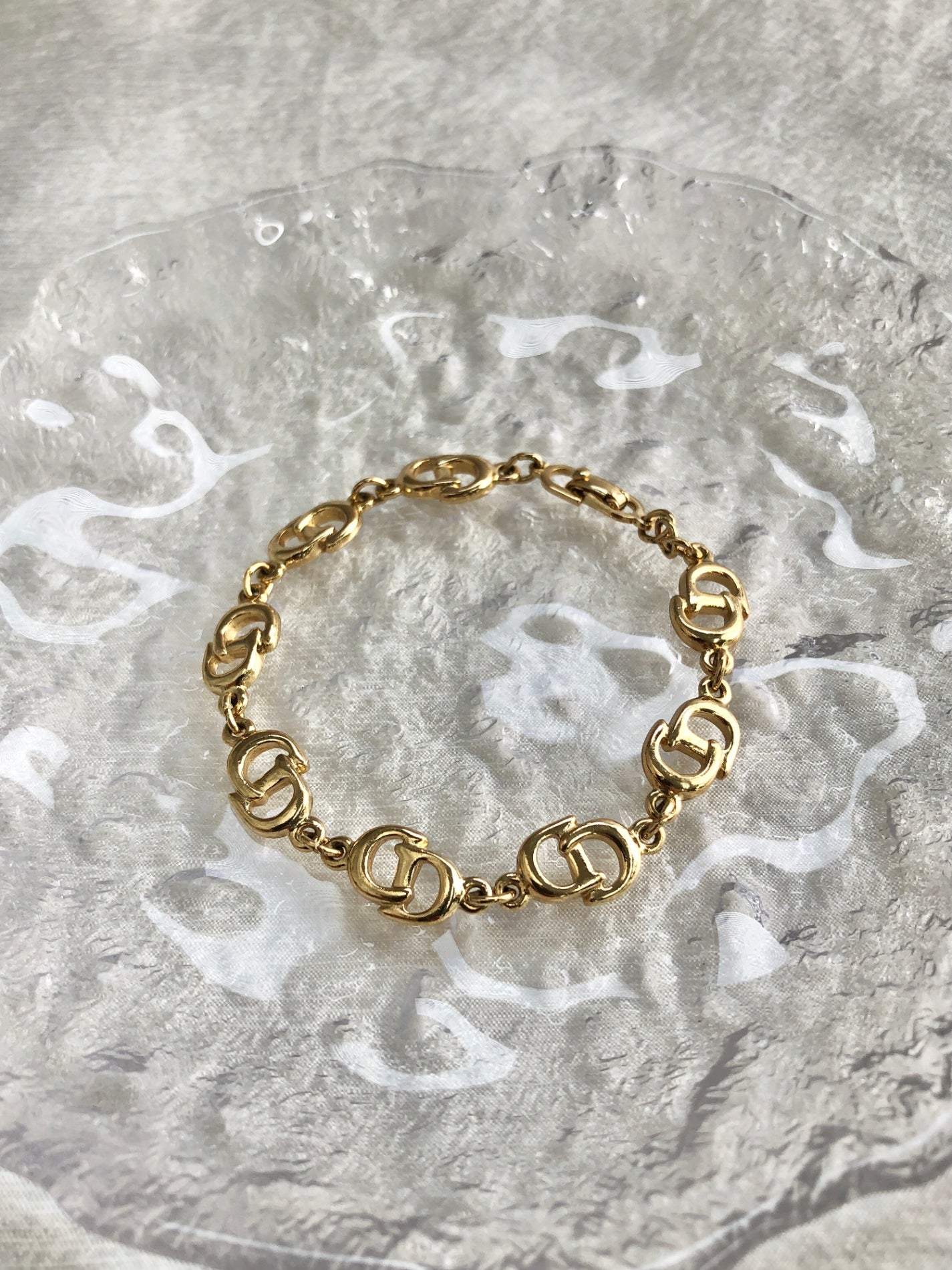 Christian Dior CD Motif Bracelet Gold Vintage e76pm3