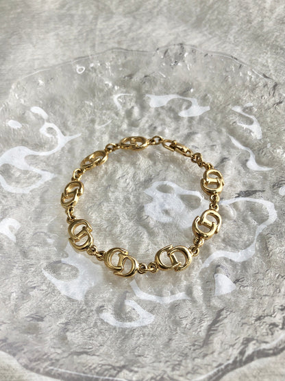 Christian Dior CD Motif Bracelet Gold Vintage e76pm3