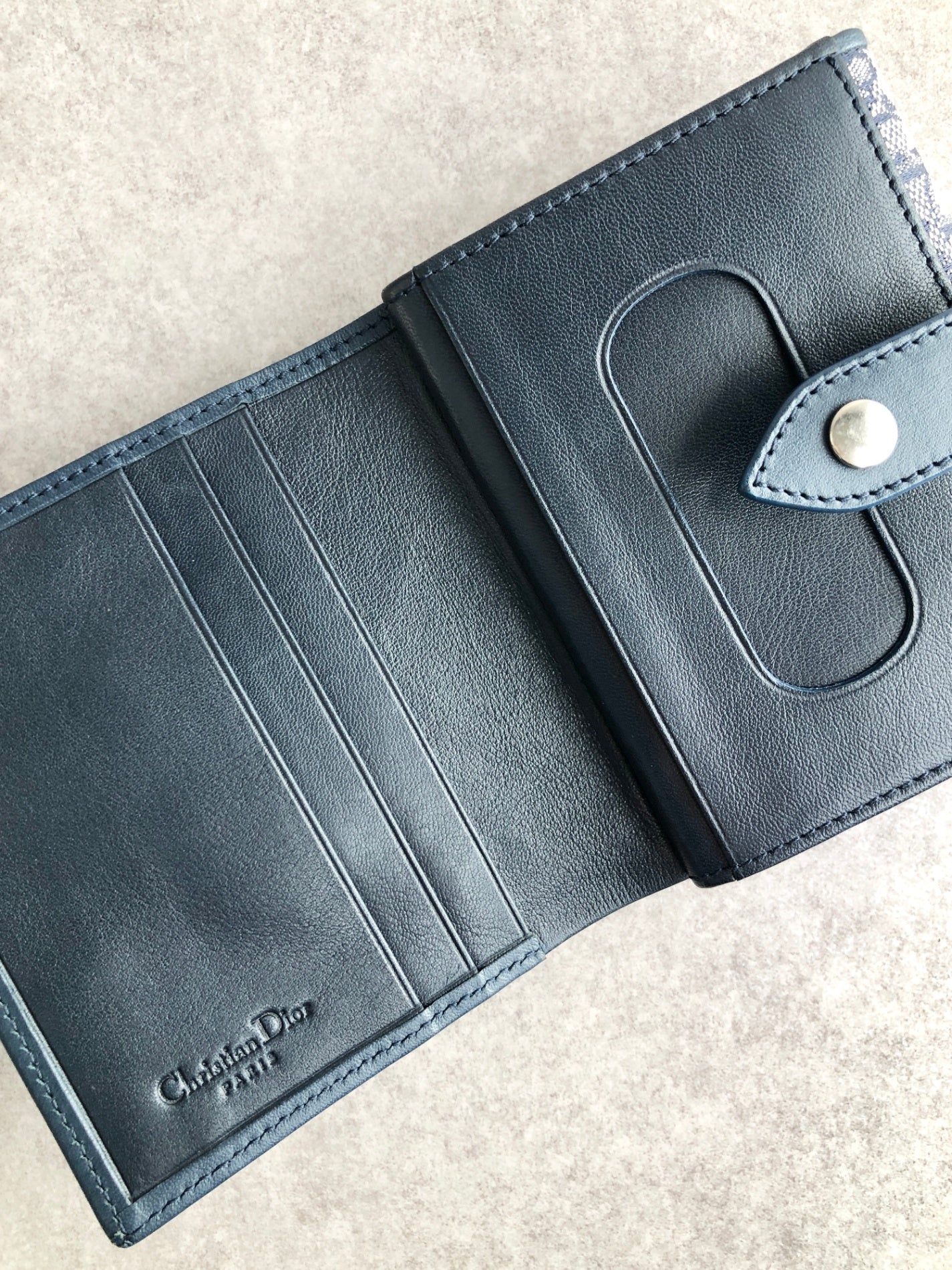 Christian Dior Logo Folded Wallet Navy Vintage cc3tdf