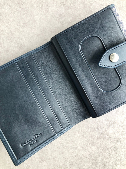 Christian Dior Logo Folded Wallet Navy Vintage cc3tdf