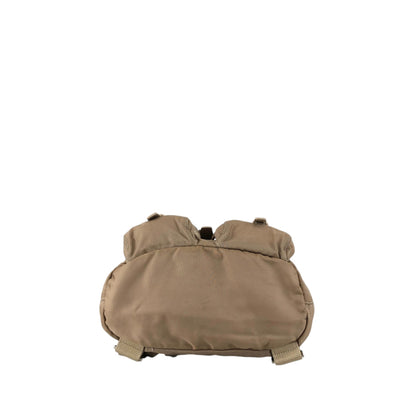PRADA Tessuto Triangle Logo Double Pocket Backpack Beige Vintage nhc32x