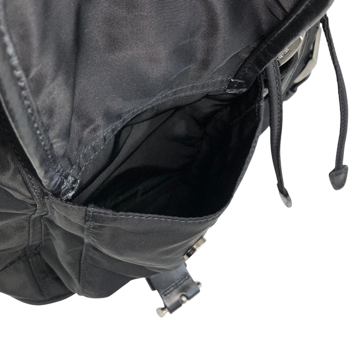 PRADA Tessuto Triangle Logo Double Pocket  Backpack Black Vintage cz4rjs