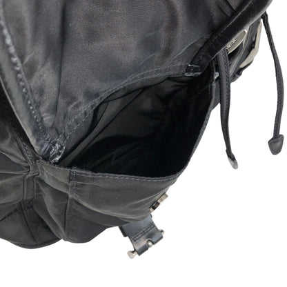 PRADA Tessuto Triangle Logo Double Pocket  Backpack Black Vintage cz4rjs