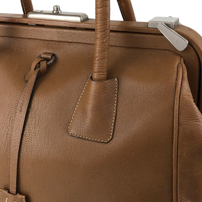 PRADA Metal Clasp Handbag Brown Vintage d6nuka