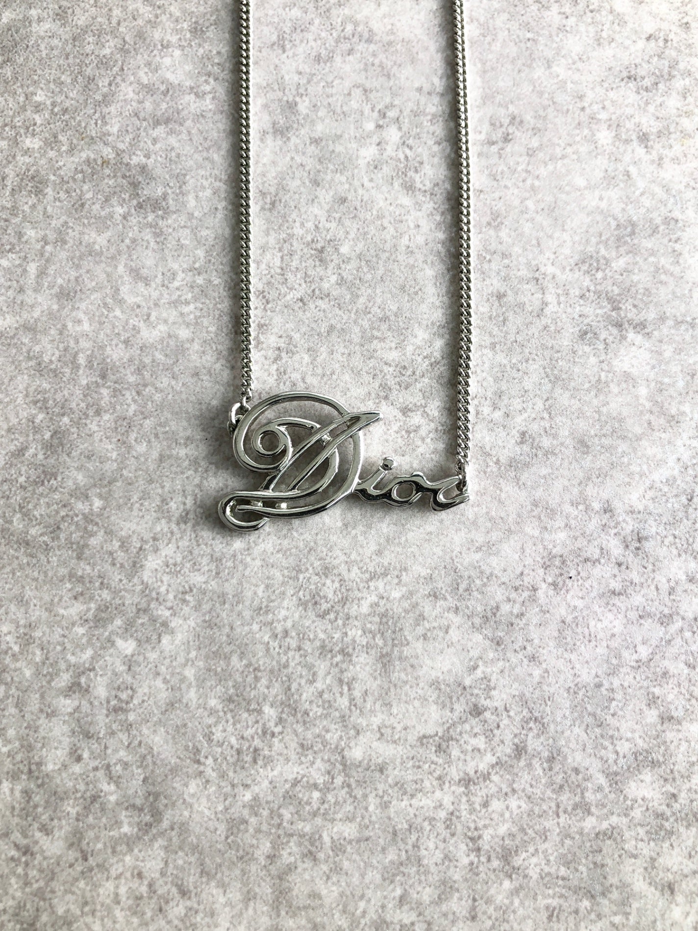 Christian Dior Dior Logo Necklace Silver Vintage kaxt7k