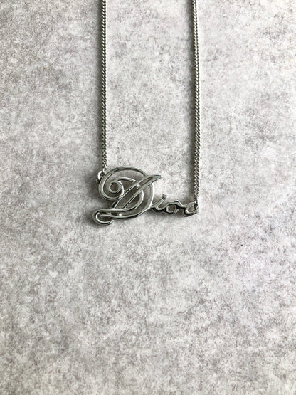 Christian Dior Dior Logo Necklace Silver Vintage kaxt7k