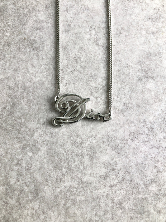 Christian Dior Dior Logo Necklace Silver Vintage kaxt7k