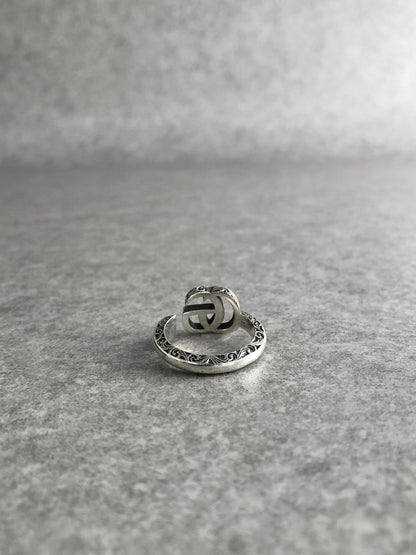 GUCCI Interlocking SILVER925  Ring Silver Vintage 7rftsk