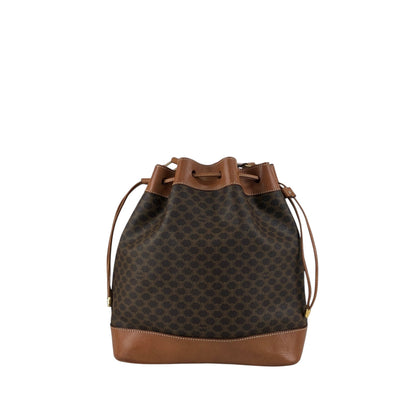 CELINE Macadam Blason Drawstring Shoulder bag Brown Vintage tc6d7e