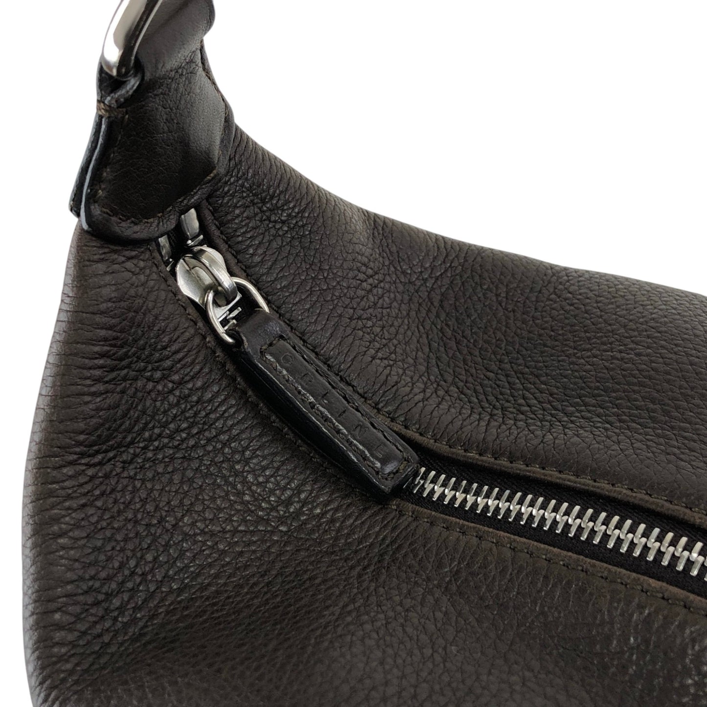 CELINE Blason Logo Embossed Shoulder bag Brown Vintage n78r2a