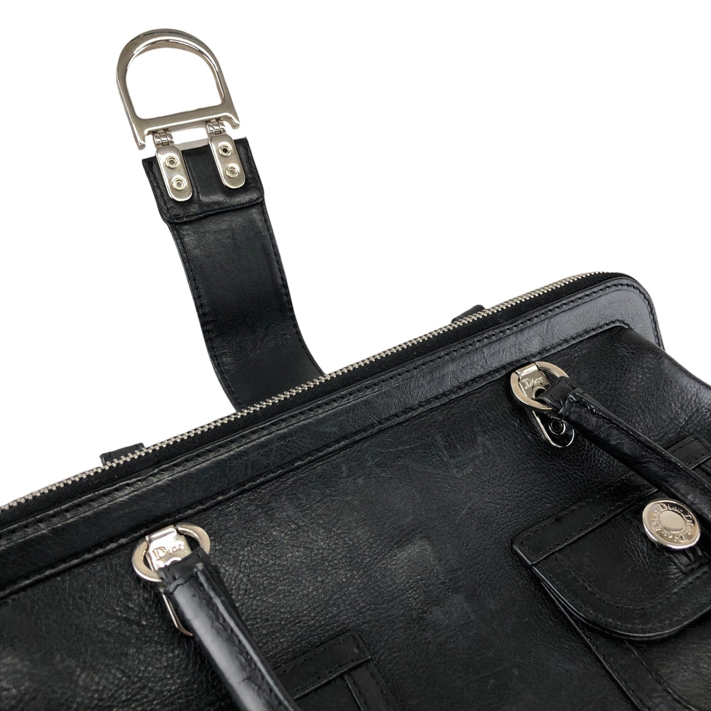 Christian Dior Logo Handbag Black Vintage ntaxds