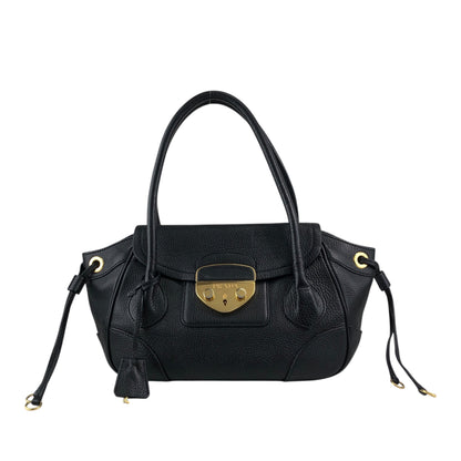 PRADA Logo Lock Handbag Black Vintage 7dwdcx
