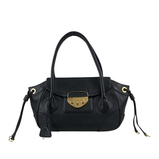 PRADA Logo Lock Handbag Black Vintage 7dwdcx
