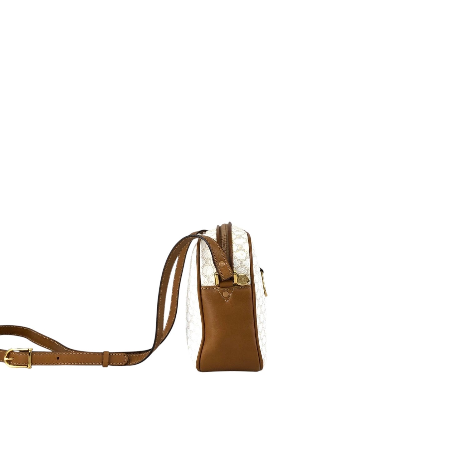 CELINE Macadam Horse Bit Shoulder bag White Vintage wbvsb7