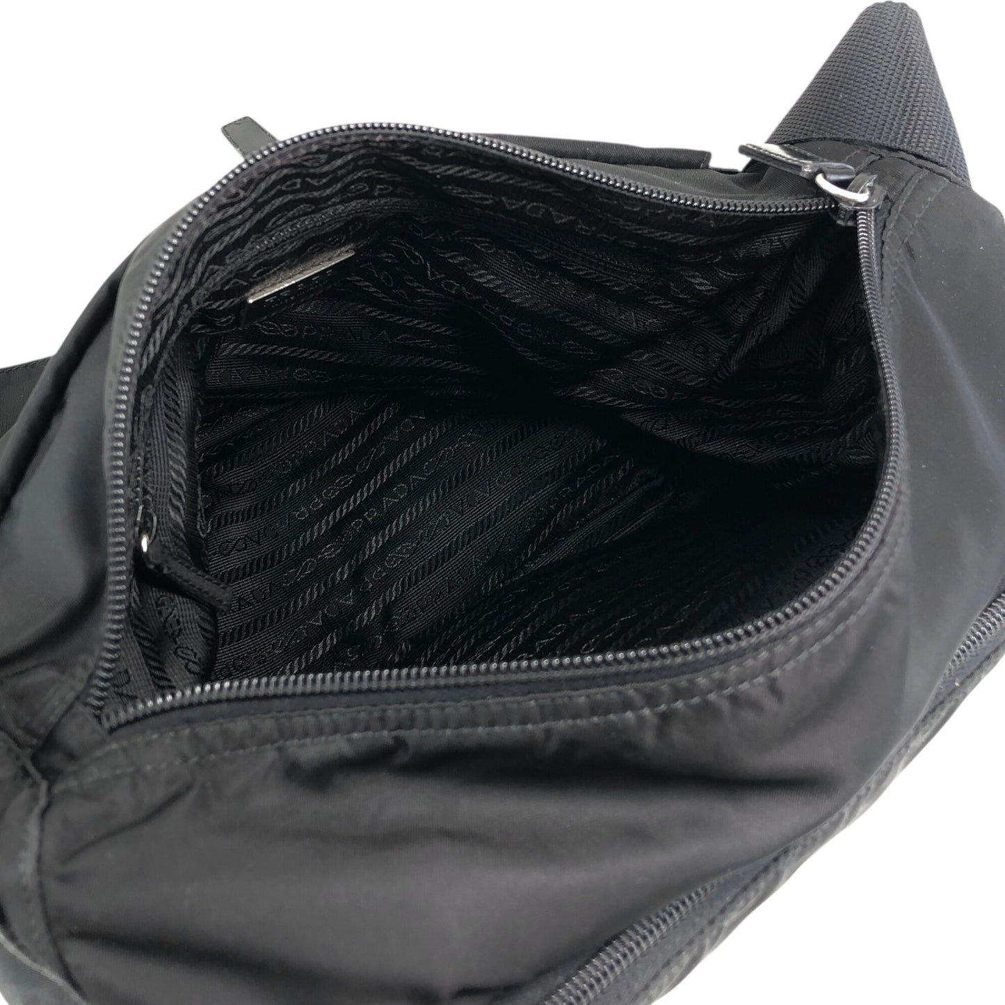 PRADA Tessuto Triangle Logo Shoulder bag Black Vintage wm6a24