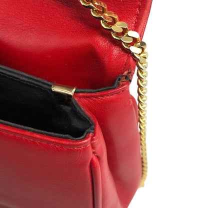 CELINE Triomphe Stitch Chain Shoulder bag Red Vintage 2vaduu