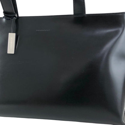 BURBERRY Logo Embossed Handbag Totebag Black Vintage 7vx6m6