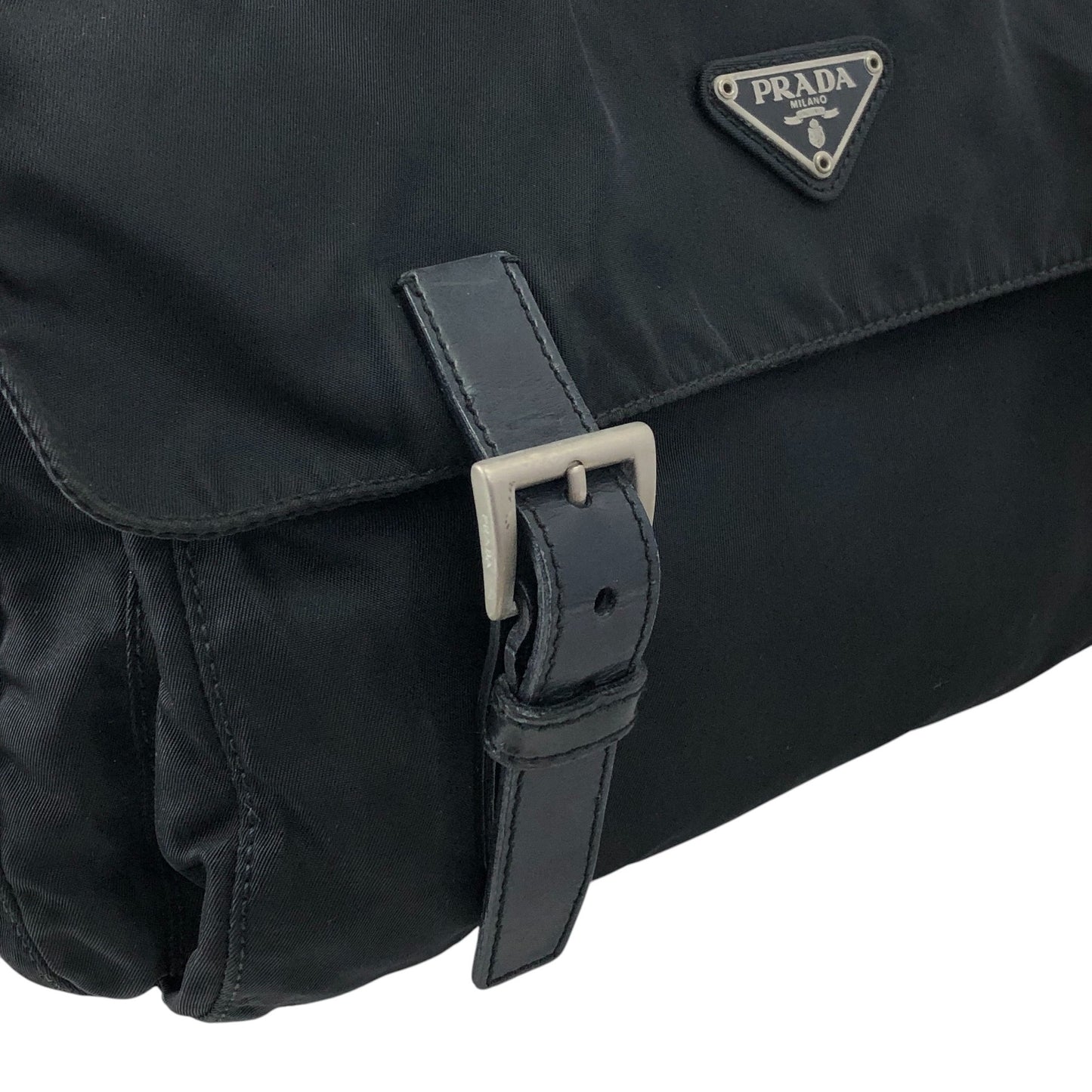 PRADA Tessuto Triangle Logo Shoulder bag Black Vintage 2i7imi