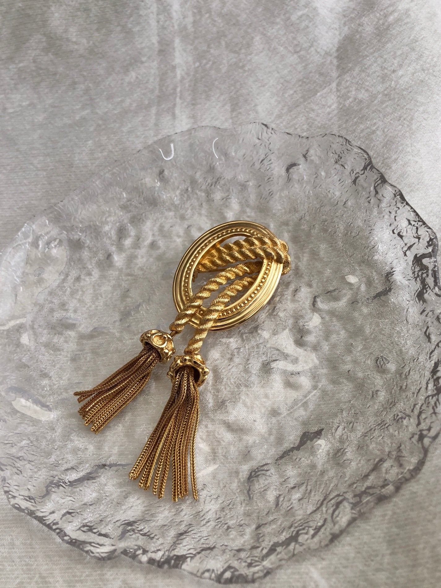 Christian Dior Tassel Brooch Gold Vintage watr47