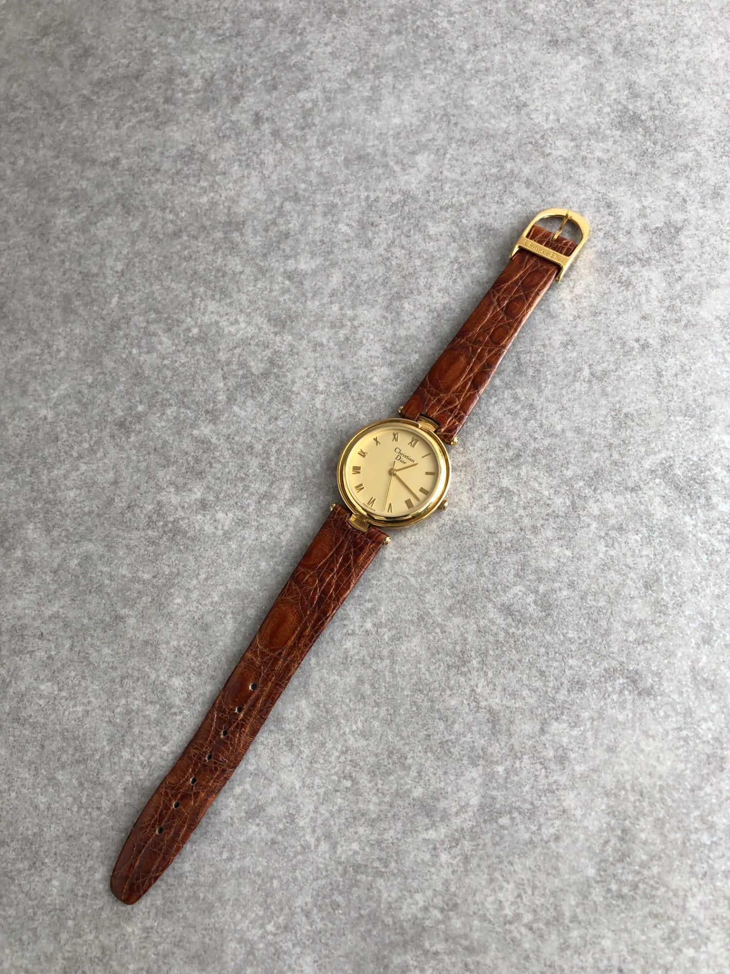 Christian Dior Watch Gold×Brown Vintage 3006 7ivzj6