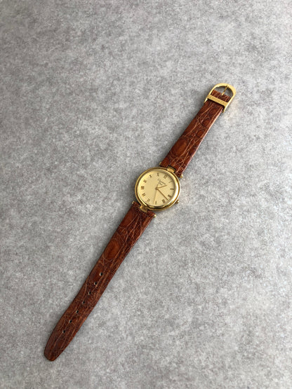 Christian Dior Watch Gold×Brown Vintage 3006 7ivzj6