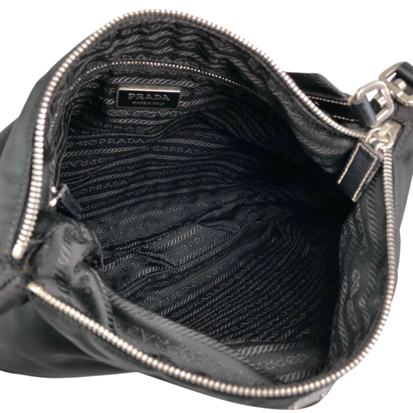 PRADA Tessuto Triangle Logo Shoulder bag Black Vintage ribjbv