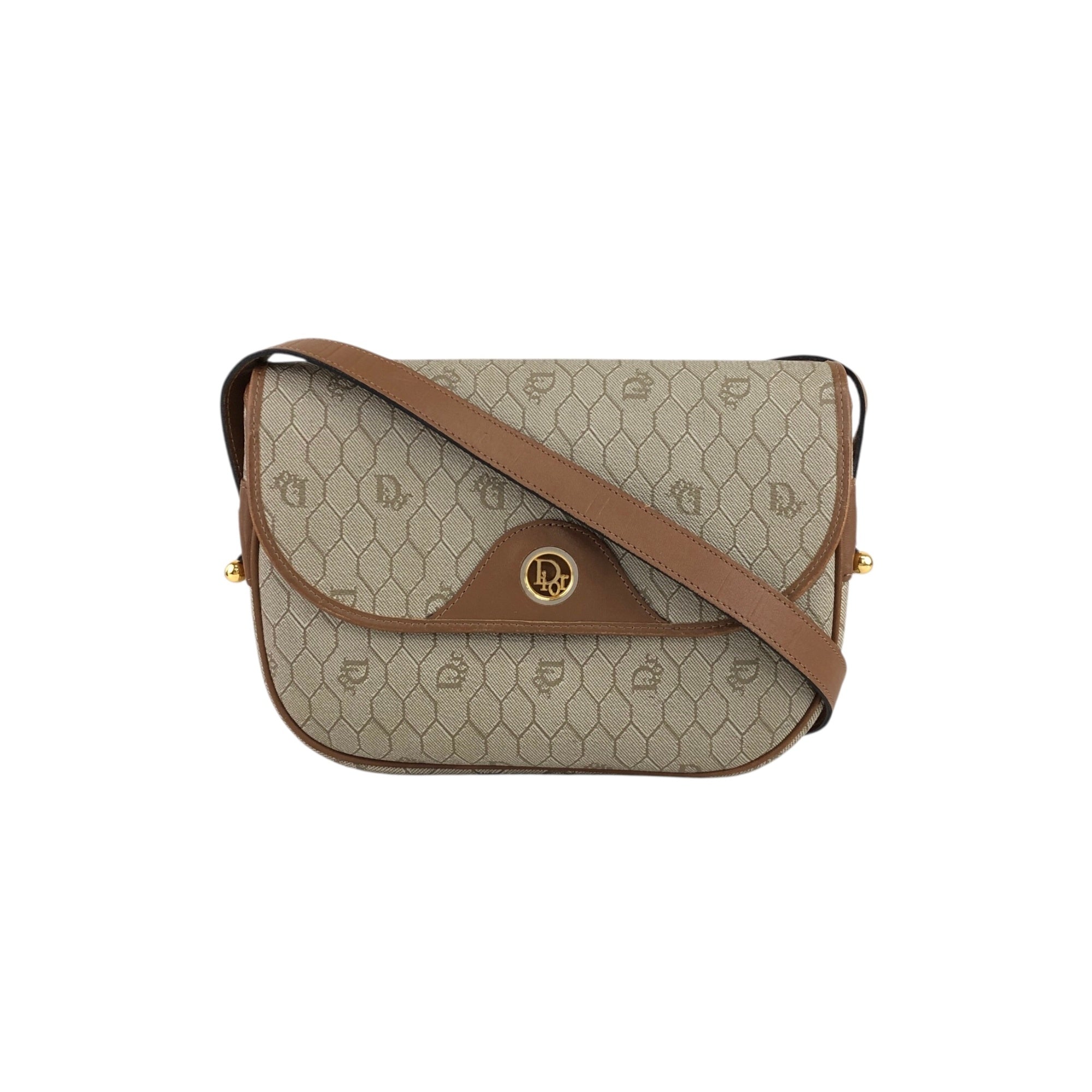Christian Dior Honeycomb Pattern Shoulder bag Beige Vintage