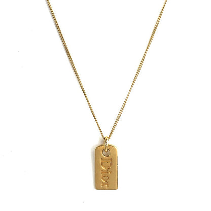 Christian Dior Logo Necklace Gold Vintage u6reh2